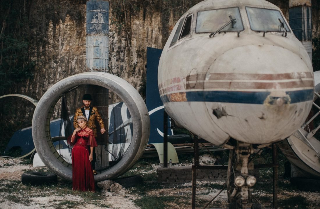 couple portrait taken by the plane in bali indonesia