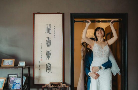 Bride doing pullups at a Singapore wedding — Thomas Tan Photography
