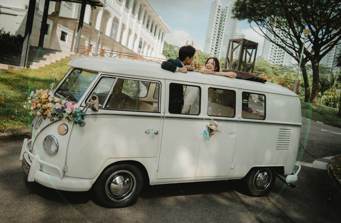VW Kombi wedding car at Tropikana Gillman Barracks Singapore — Thomas Tan Photography