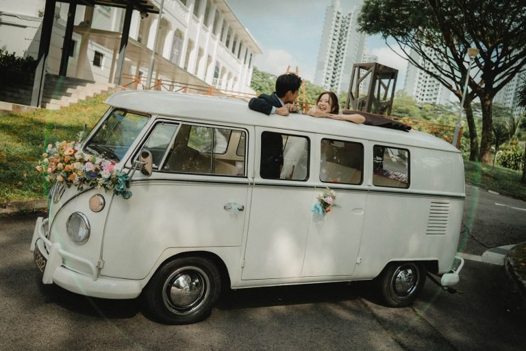 VW Kombi wedding car at Tropikana Gillman Barracks Singapore — Thomas Tan Photography