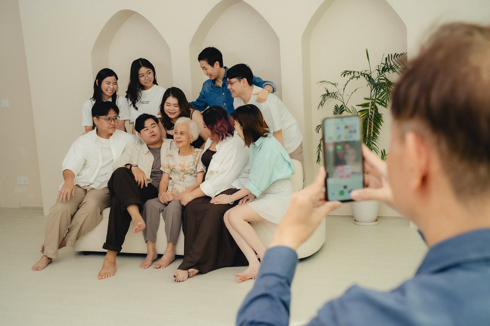 Warm and intimate family moment with grandma photographed at Studio 19 Singapore