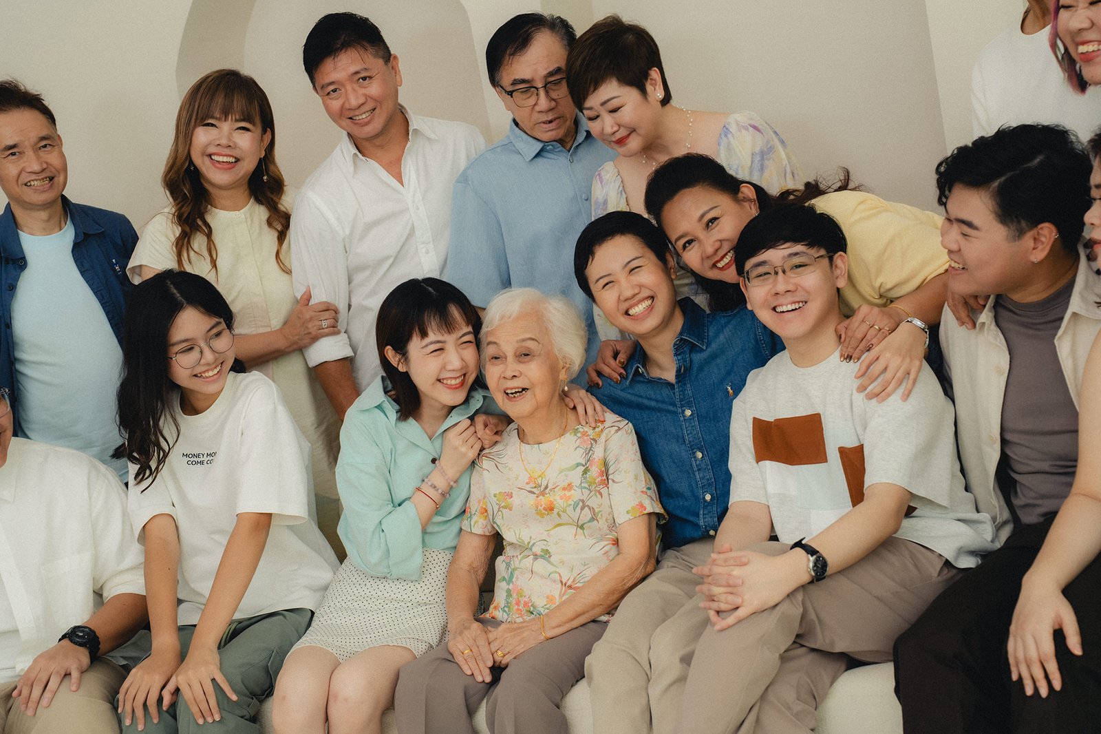 Natural laughter shared between the Han family and grandma during Studio 19 Singapore session