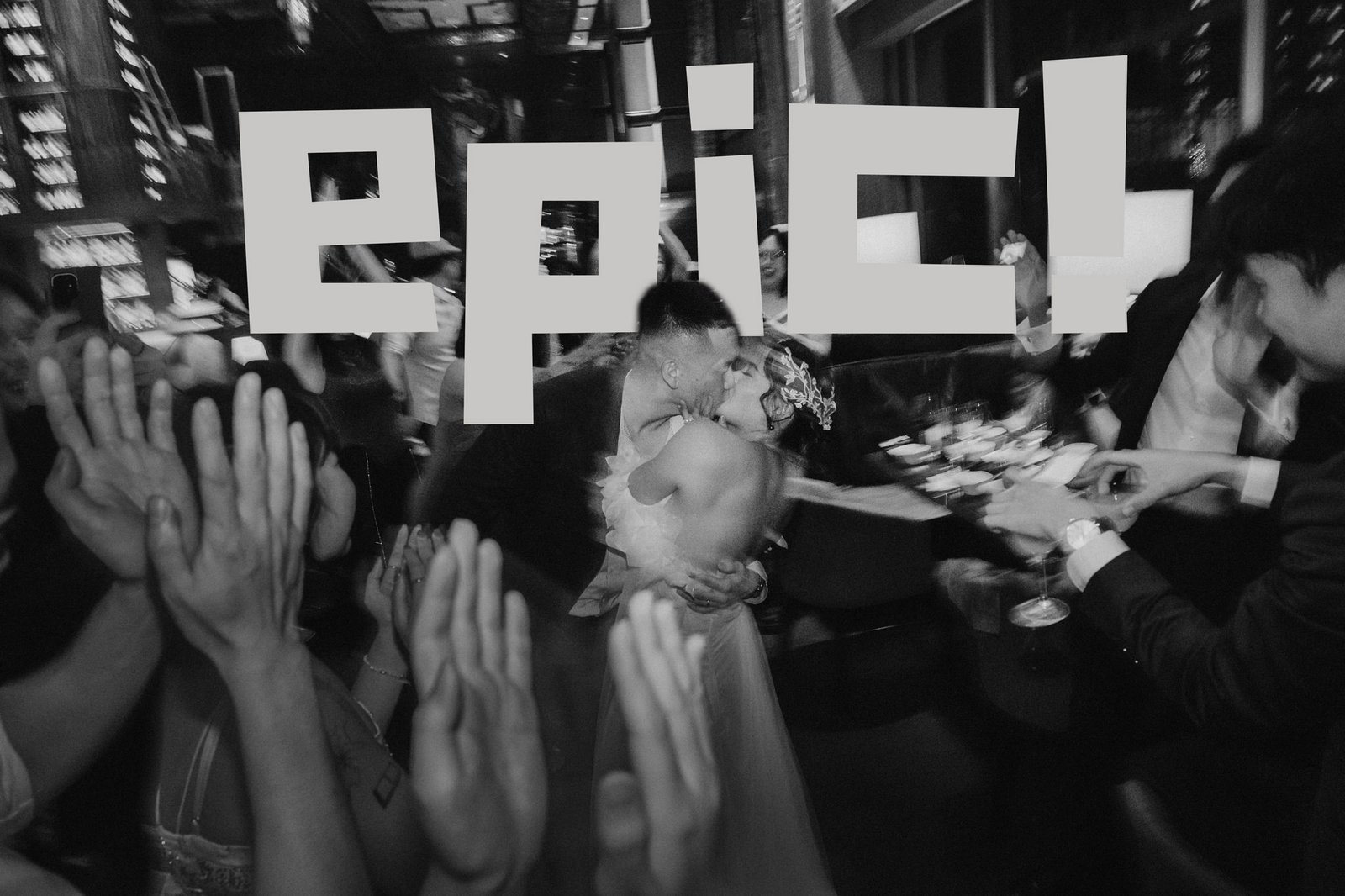 Jared and Xinyu's epic wedding at Atlas bar Singapore, couple kissing