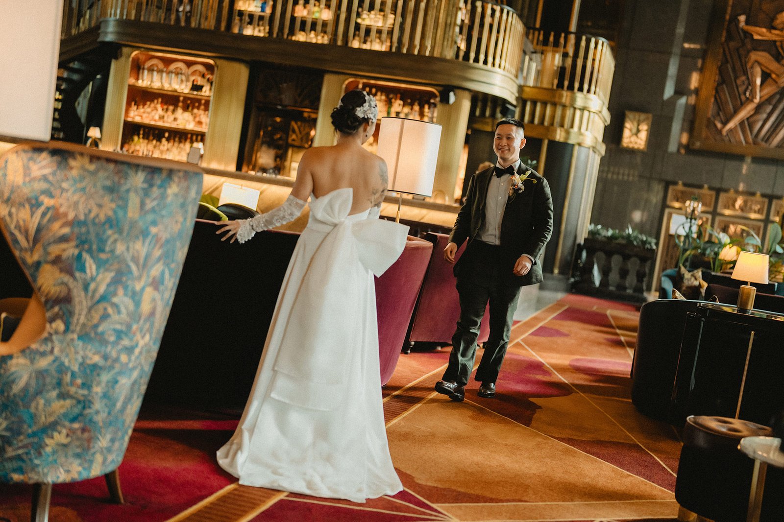 Bride and groom at Atlas Bar Singapore wedding