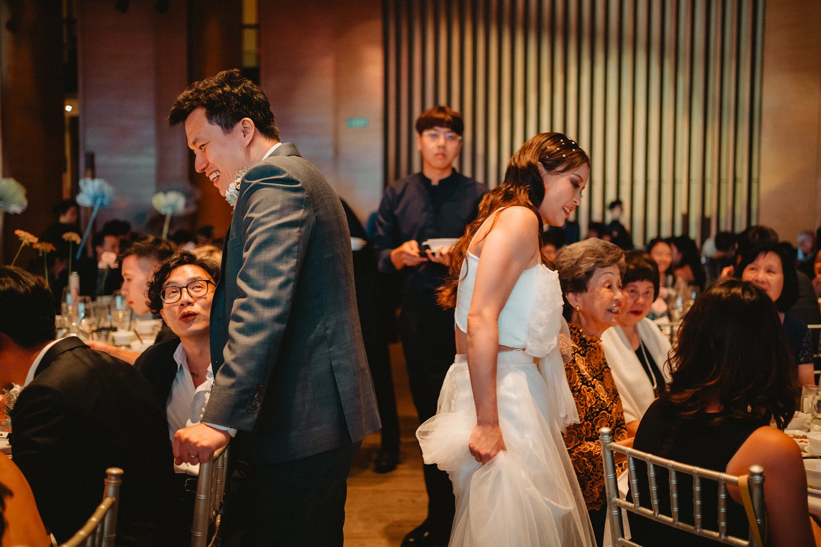 Bride and groom at a Capella Singapore wedding reception