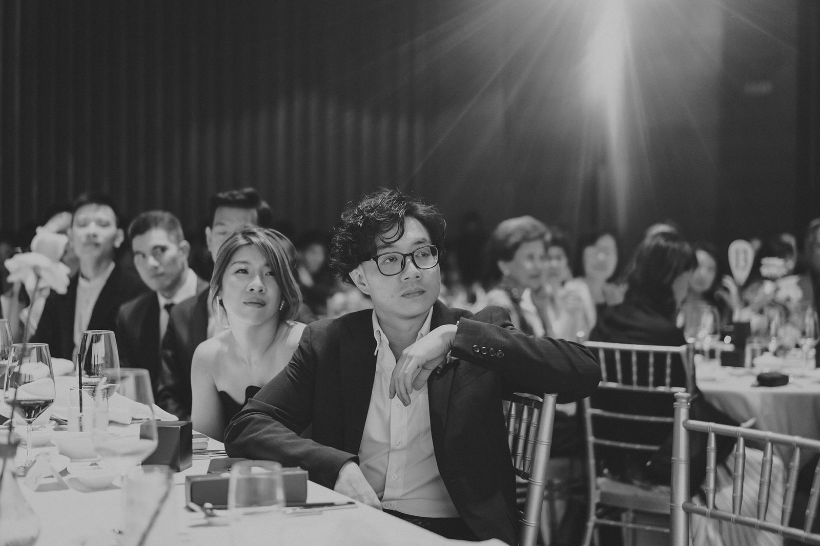 Couple at Capella Singapore wedding reception, Han + Ming // Chasing Dragons