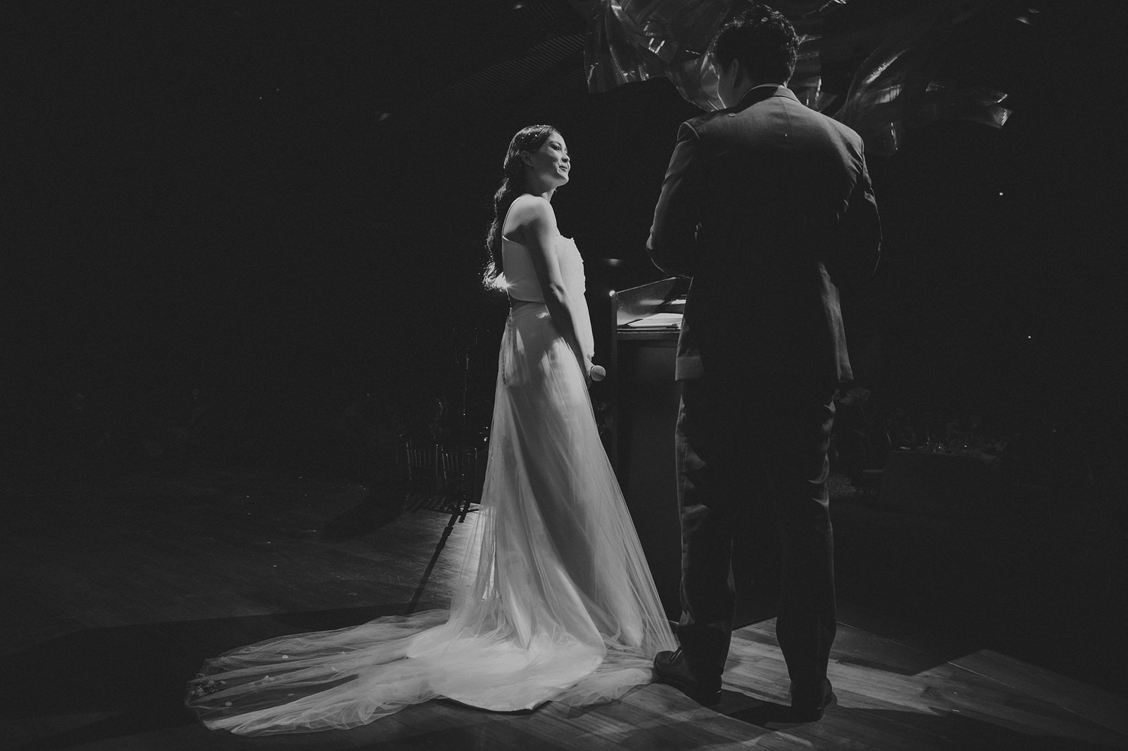 Bride and groom at Capella Singapore wedding ceremony, Han + Ming